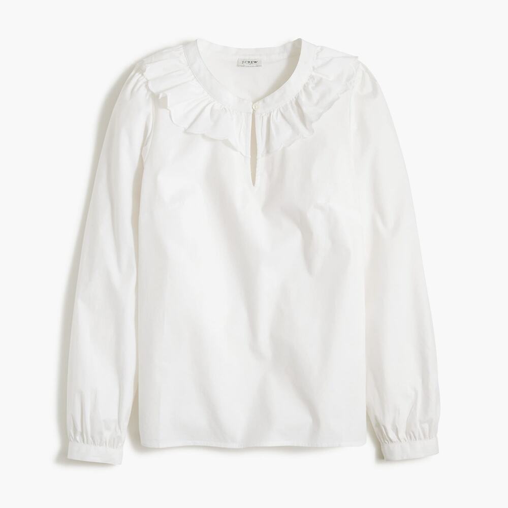 J.Crew Factory Scalloped ruffle-collar top White L NWT